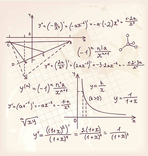 vektor-illustration von algebra doodle hintergrund - subtraktion grafiken stock-grafiken, -clipart, -cartoons und -symbole