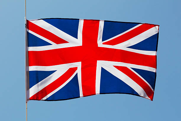 istock English flag in wind against a sky 177151928