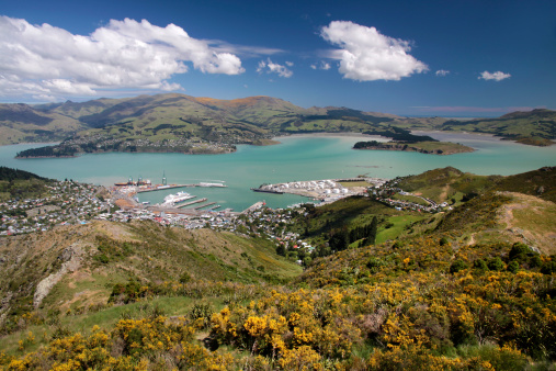 View over Lyttelton from Port Hills, Christchurch, Canterbury, South Island, New Zealand