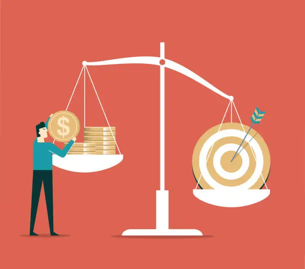 Vector illustration of Target on scales