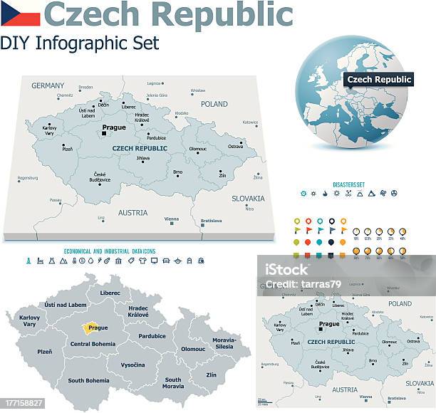 Republika Czeska Mapy Ze Znacznikami - Stockowe grafiki wektorowe i więcej obrazów Austria - Austria, Bez ludzi, Biały