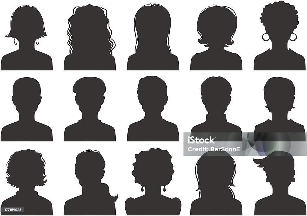 illustration vectorielle de l'homme et femme avatars de - clipart vectoriel de Silhouette - Contre-jour libre de droits