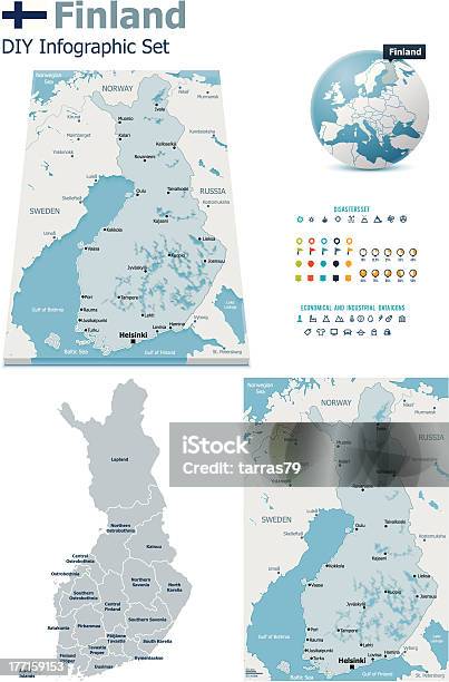 Vetores de Finlândia Mapas Com Marcadores e mais imagens de Finlândia - Finlândia, Mapa, Acidentes e desastres