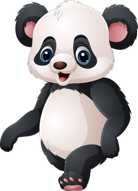 kreskówka urocza mała panda chodząca - 13417 stock illustrations