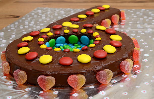 istock Birthday cake shaped like the number six 177165785