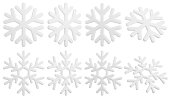 White snowflake set. 3D rendering.