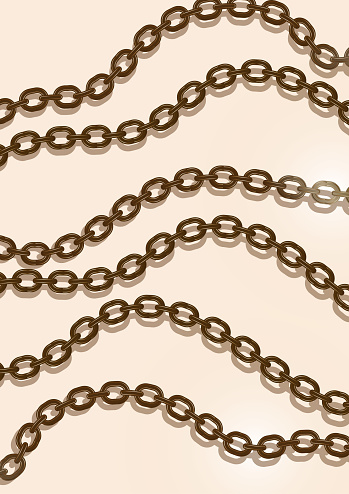 Metal chain made of gold. Realistic seamless wavy chains. Template for your design. Vector illustration.