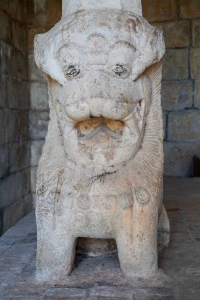 istock Lion sculpture carved in temple pillars. 1771727050