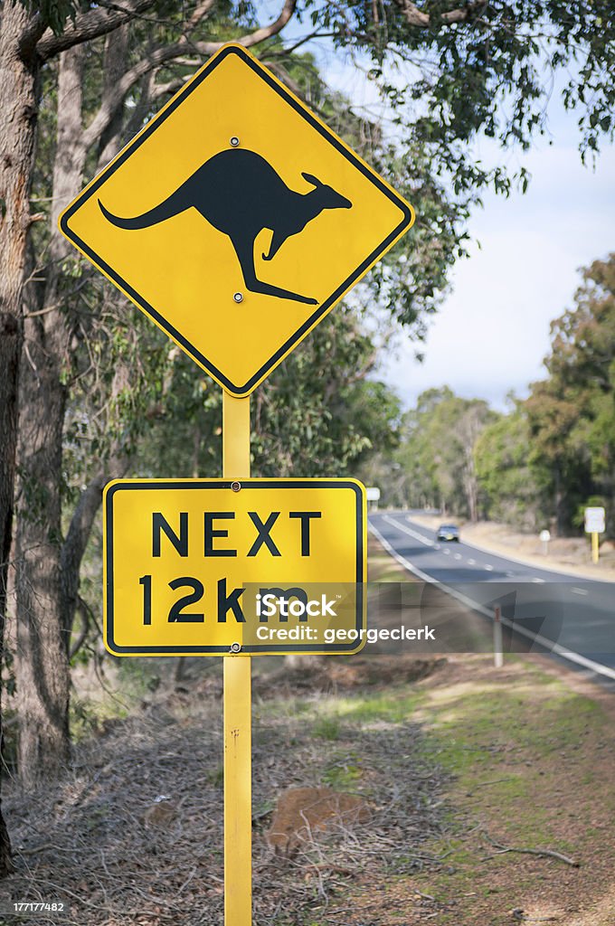 オーストラリアのカンガルー警告標識 - オーストラリアのロイヤリティフリーストックフォト