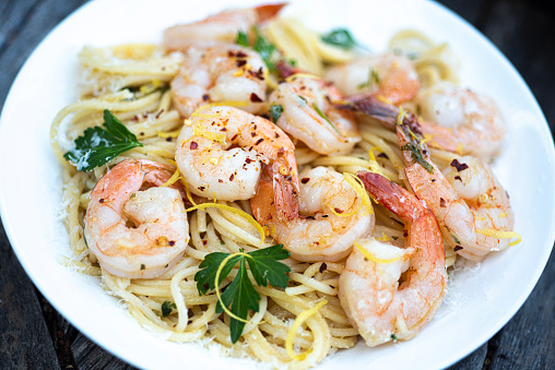 Italian pasta dish with shrimp