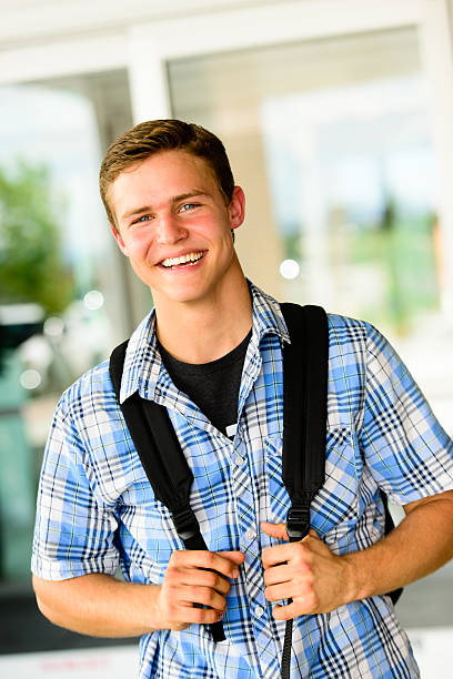 istock Happy College Student - Wearing Shoulder Bag 177179423