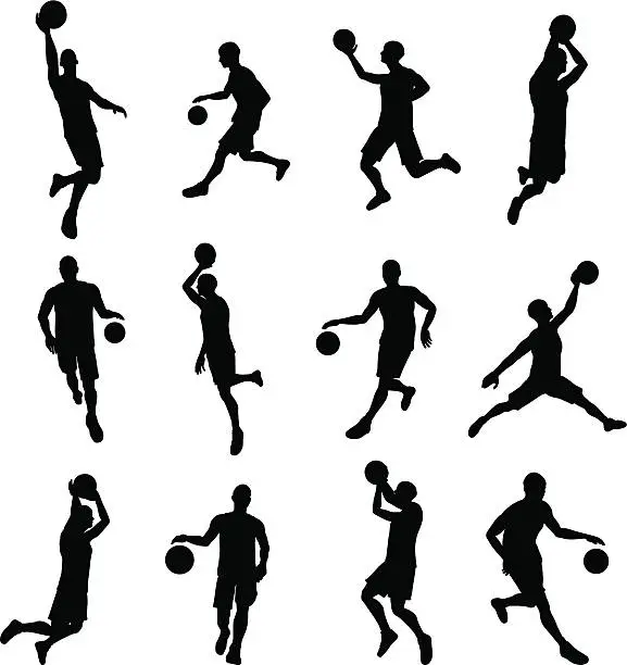 Vector illustration of Basketballl player silhouettes
