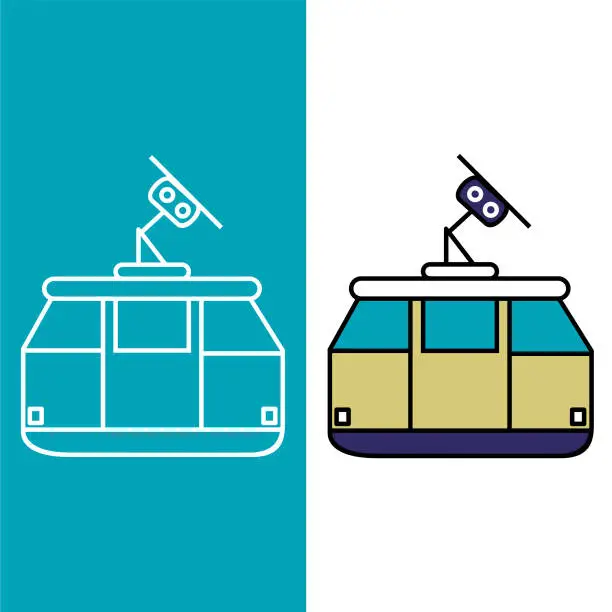 Vector illustration of mountain Cable funicular ski