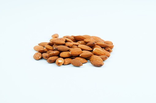 A almonds on white background