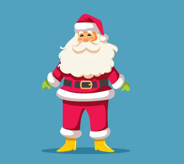 Vector illustration of Happy Full length Santa Claus Vector Character Design