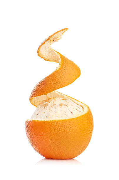 istock orange with peeled spiral skin 177196031