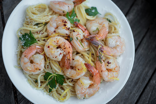 plate of fettuccine with seafood Trapani Sicily