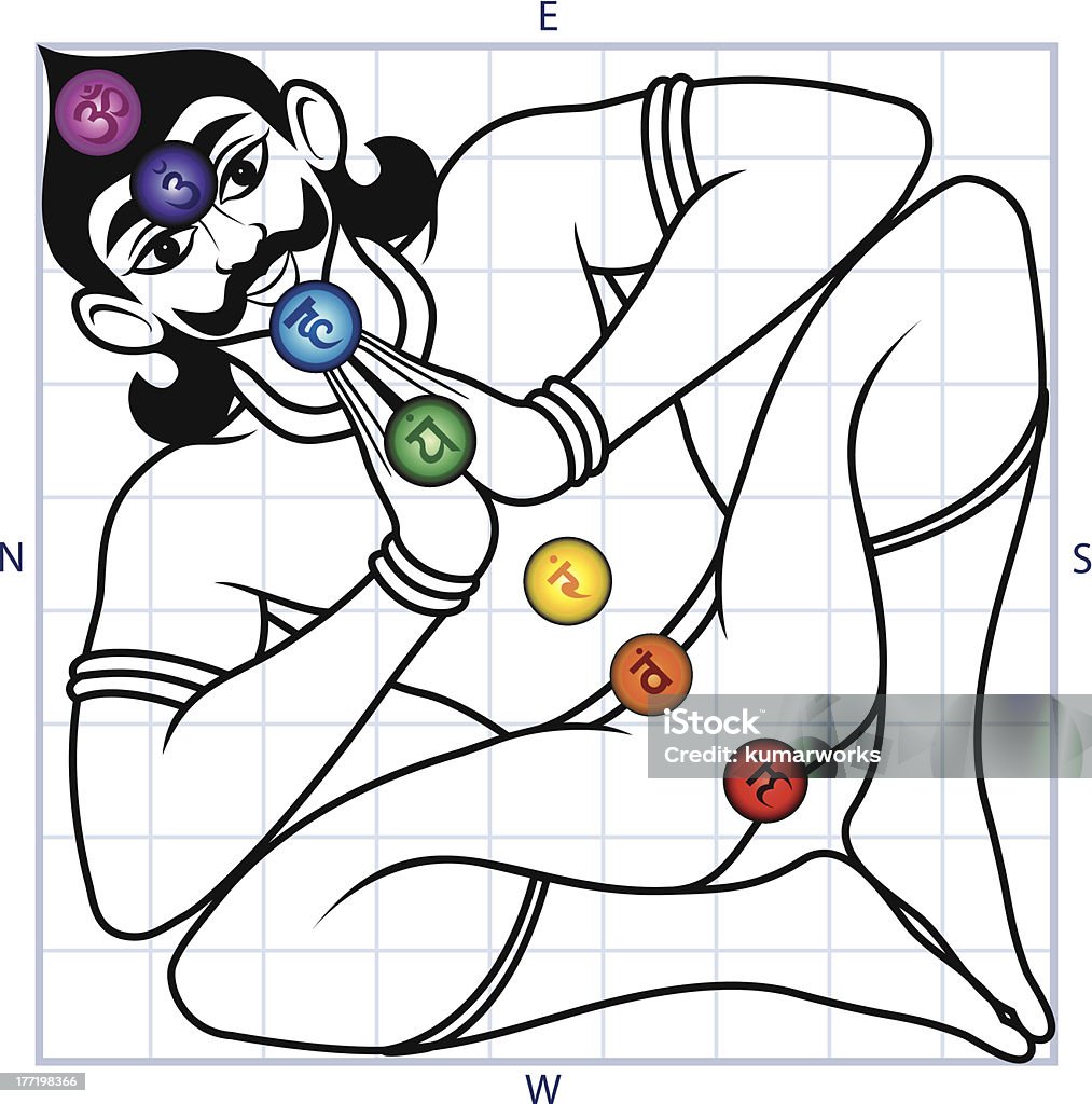 Vastu Purusha con Chakra - arte vectorial de Adulto libre de derechos