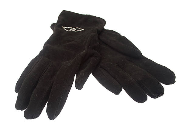 istock Female winter black gloves isolated on white background 177198701