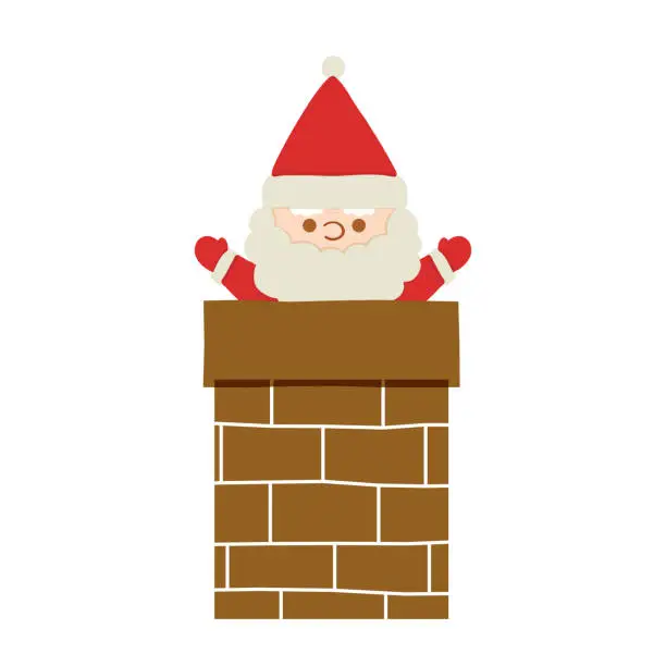 Vector illustration of Santa Claus jump out of the Chimney Illustration