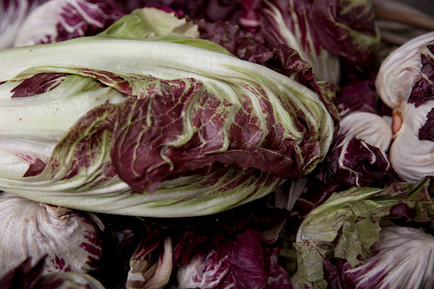 Close up of radicchio lettuce leaf stock photo