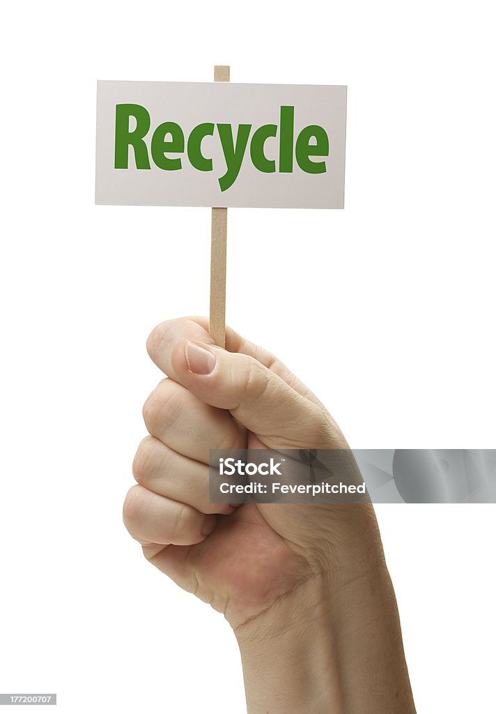 Recycler signe en poing sur blanc - Photo de Adulte libre de droits