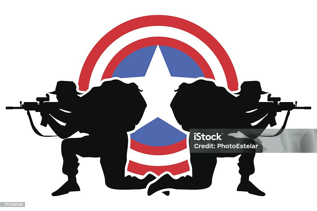 Defense-soldados americanos apantallamiento - arte vectorial de Escudo - Arma de protección libre de derechos