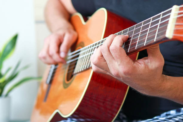 istock Close-up of playing guitar at home. 1772013465