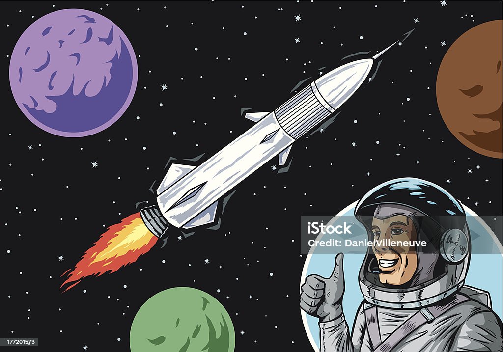 Interplanetary travel With Vector, everything is on a separate layer. Adult stock vector