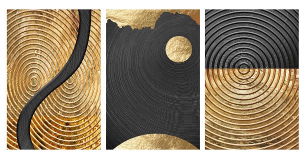 istock 3d abstract black trunk wallpaper. Curvy lines in drawing resin geode functional art. nordic modern black and golden modern wall decor artwork. 1772020260