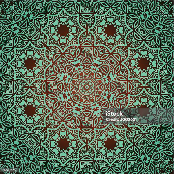 Renda Emblema De Turquesa Padrão Oriental - Arte vetorial de stock e mais imagens de Abstrato - Abstrato, Arte e Artesanato - Arte visual, Artigo de Decoração