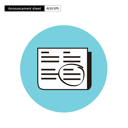 Announcement sheet icon design with a circle emphasized on one section.
