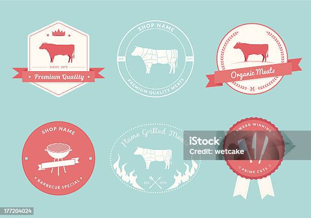 Talho De Carne De Bovino Designs Colecção - Arte vetorial de stock e mais imagens de Carne - Carne, Carimbo, Carne de Vaca