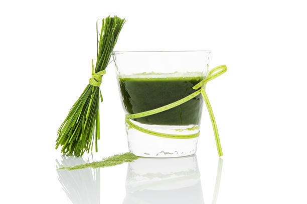 grünen saft. - wheatgrass nutritional supplement antioxidant grass stock-fotos und bilder