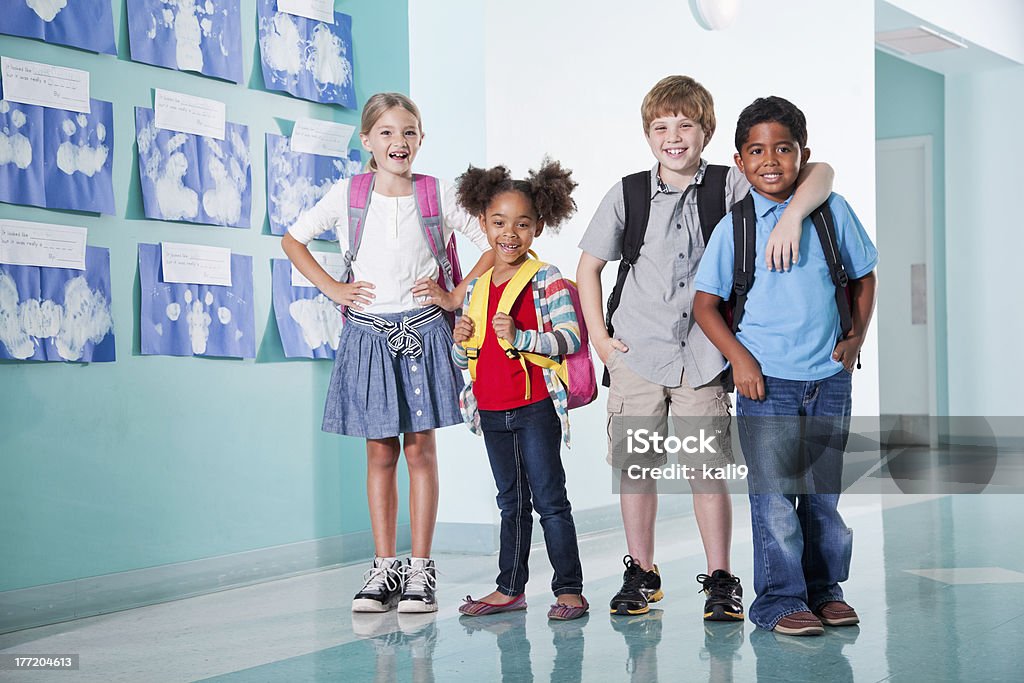 어린이 학교 섹션 - 로열티 프리 4 명 스톡 사진