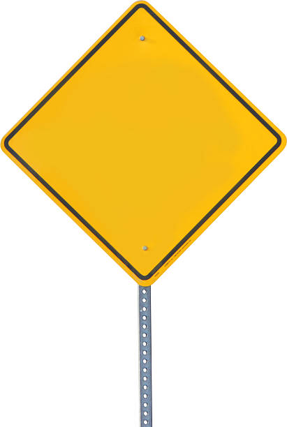 istock Empty Diamond Yellow Road Warning Sign with Clipping Path 177204713