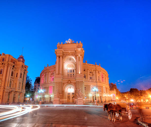 Old Opera Theatre Building in Odessa Ukraine night