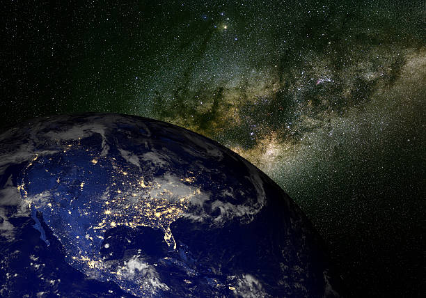 istock Earth from space at night with Milky Way. North America. 177208634