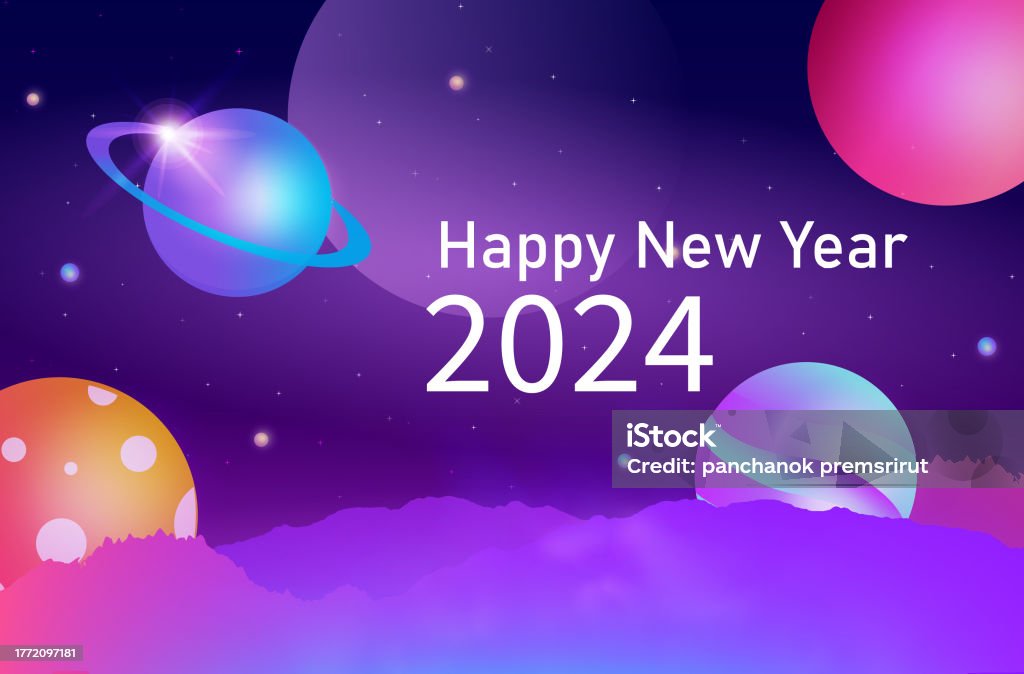 Happy New Year 2025 Holidays Celebration Galaxy Background Vector Illustration Stock