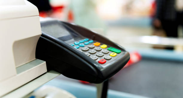 istock Checkout counter with terminal in supermarket 1772103655