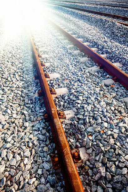 railroad metal track with track bed