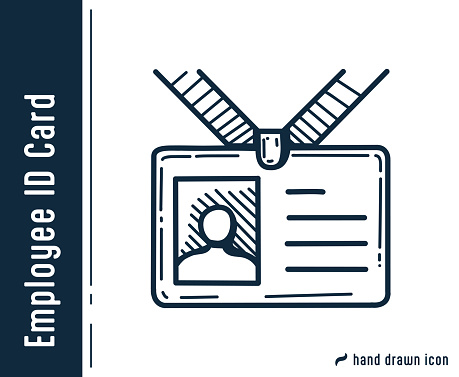 Employee ID Card Hand Drawn Single Line Icon Design