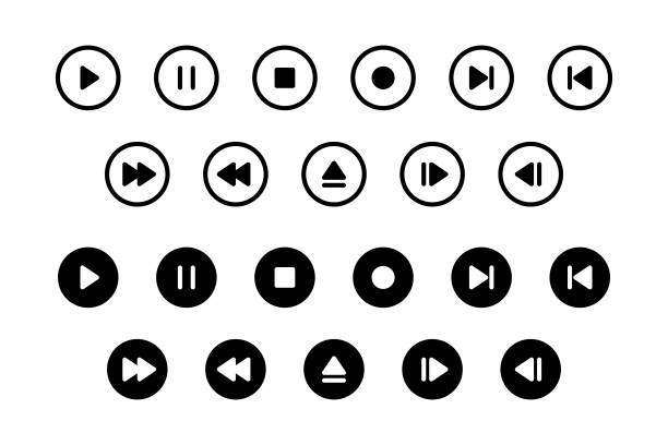 Media Player Button Set Vector Design. Scalable to any size. Vector illustration file. play button stock illustrations