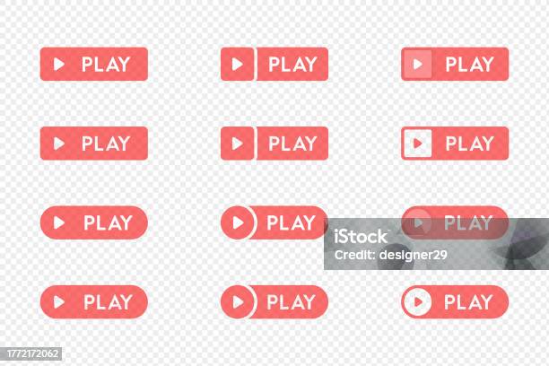 Play Button Set Vector Design On Transparent Background Stock ...