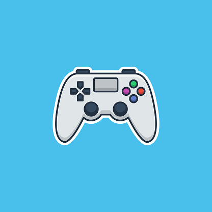 Unique Cute Joystick Controller Flat Icon for icon needs or sticker ready to print for any needs in white color
