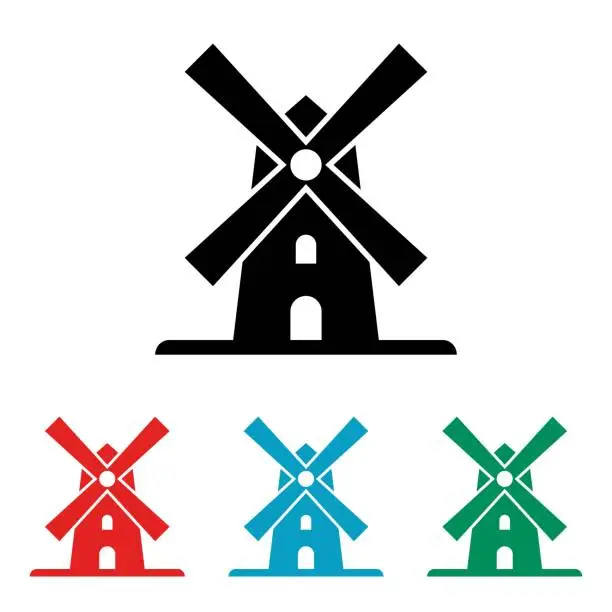 Vector illustration of Set of windmill icon template vector illustration.Windmill farm icon.