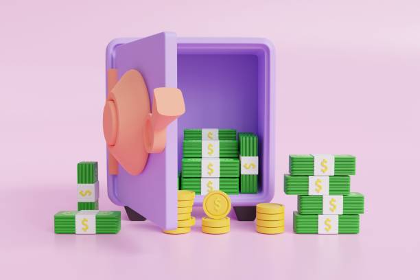 istock Safe box 3d with stack money concept saving money safe banking on pink background. 3d icon cartoon render illustration. 1772182560