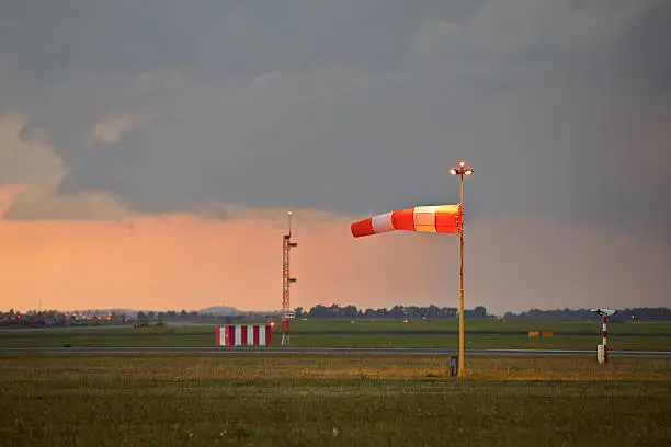 The storm is approaching the airport - copy space