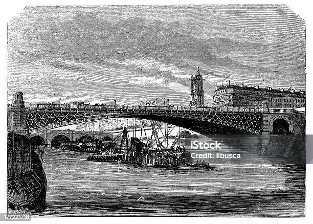 Antyczne Ilustracja Przedstawiająca Pont Darcole W Paryżu - Stockowe grafiki wektorowe i więcej obrazów Antyczny