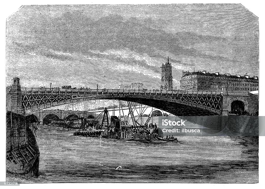 Antiguidade ilustração de Ponte de Arcole em Paris - Royalty-free Antigo Ilustração de stock